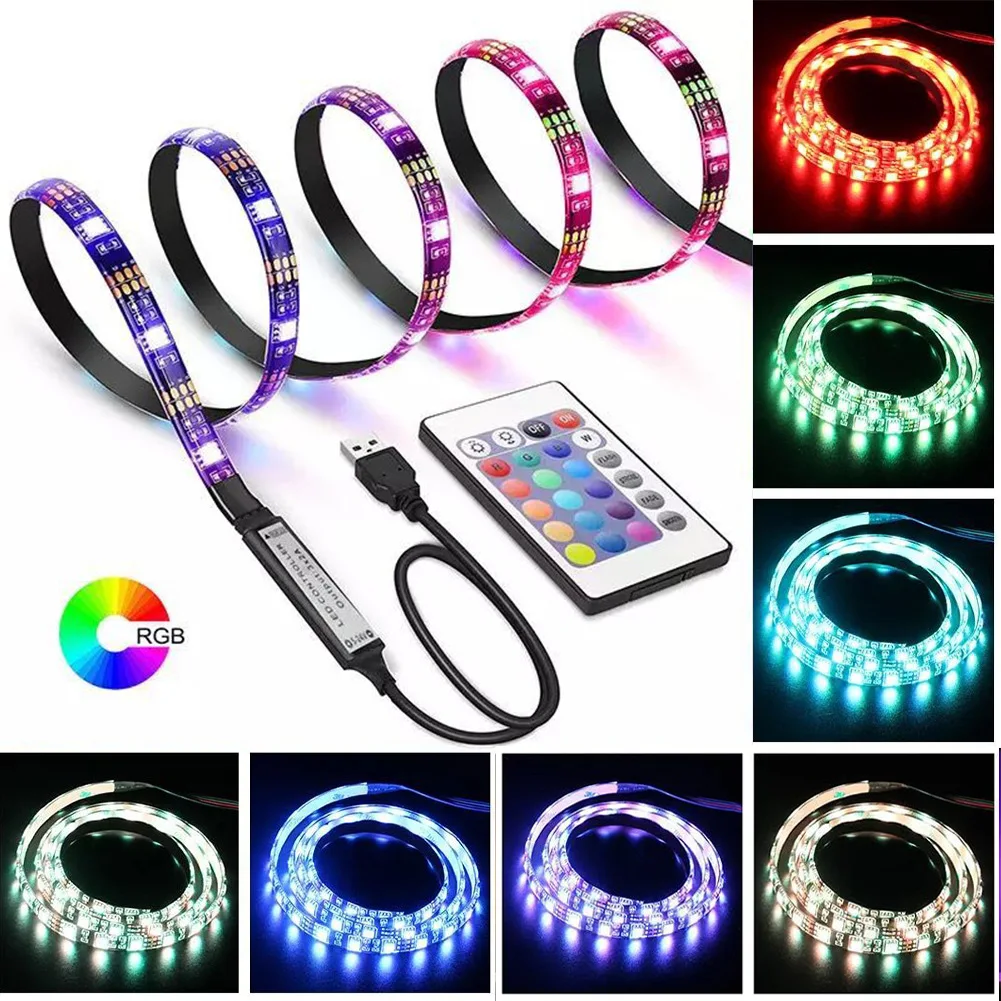 5M RGB 5050 Colour LED Strip Lights USB TV Back Lights Colour Changing Tape Flexible Neon Tape With 24Key Remote Control
5M RGB 5050 Colour LED Strip Lights USB TV Back Lights Colour Changing Tape Flexible Neon Tape With 24Key Remote Control
