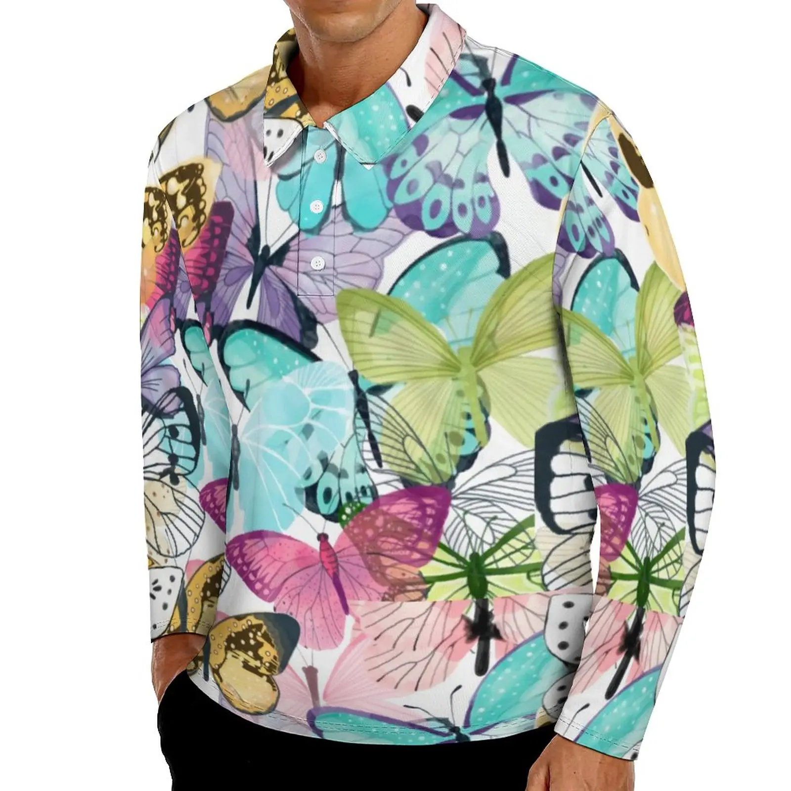 Футболка-поло мужская с длинным рукавом, Повседневная рубашка с разноцветными бабочками, с цветочным принтом, уличная одежда, большие разме... 
Футболка-поло мужская с длинным рукавом, Повседневная рубашка с разноцветными бабочками, с цветочным принтом, уличная одежда, большие разме...