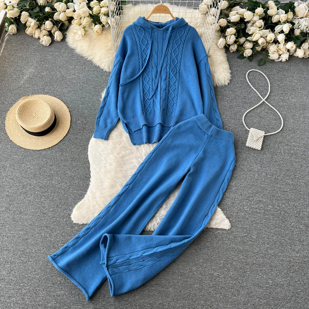Amolapha Women Casual Knitted Tracksuits Sets Hooded Long Sleeve Drawstring Loose Sweatshirt+Elastic Waist Wide Legs Twist Pants
Amolapha Women Casual Knitted Tracksuits Sets Hooded Long Sleeve Drawstring Loose Sweatshirt+Elastic Waist Wide Legs Twist Pants