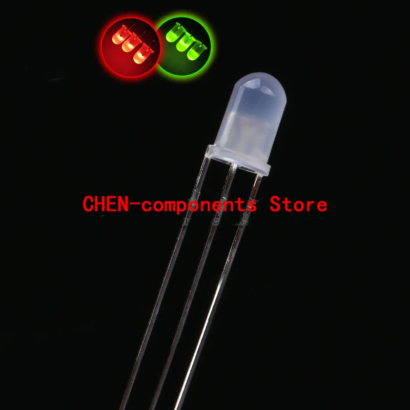 

100PCS F5 5MM Fog-Like LED Red Green Color Common Anode Common Cathode Light-Emitting Diode Indicator Light Two-Color Light