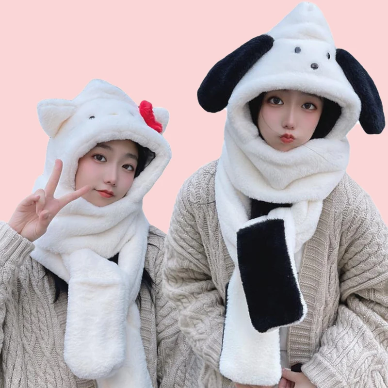 Kawaii Sanrios Anime Hello Kitty Plush 3 In 1 Hooded Scarf Hat Glove Set Pochacco Cartoon Winter Warm Scarf Suit Girl Gift Toy
Kawaii Sanrios Anime Hello Kitty Plush 3 In 1 Hooded Scarf Hat Glove Set Pochacco Cartoon Winter Warm Scarf Suit Girl Gift Toy