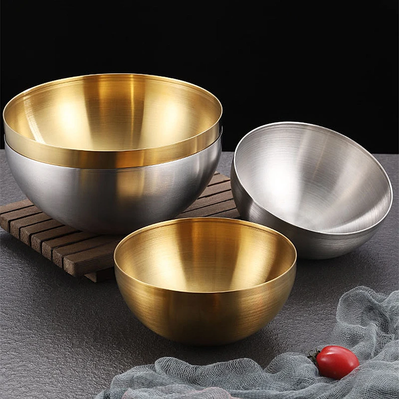 1 PC Creative Stainless Steel Salad Ramen Noodles Bowl Korean Tableware Soup Fruit Golden Bowls Single Layer Kitchen Utensils 
1 PC Creative Stainless Steel Salad Ramen Noodles Bowl Korean Tableware Soup Fruit Golden Bowls Single Layer Kitchen Utensils