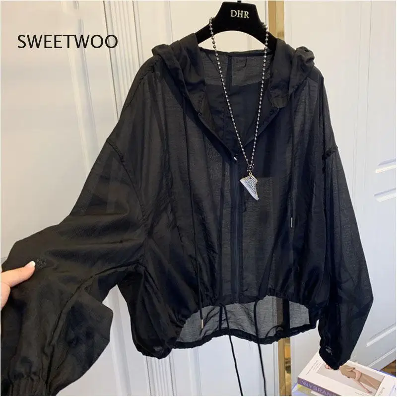 Jackets Women Hooded Summer Sun-Proof Zipper Coats Thin Loose See Through Outerwear Breathable Outwear Lightweight Clothes Black
Jackets Women Hooded Summer Sun-Proof Zipper Coats Thin Loose See Through Outerwear Breathable Outwear Lightweight Clothes Black