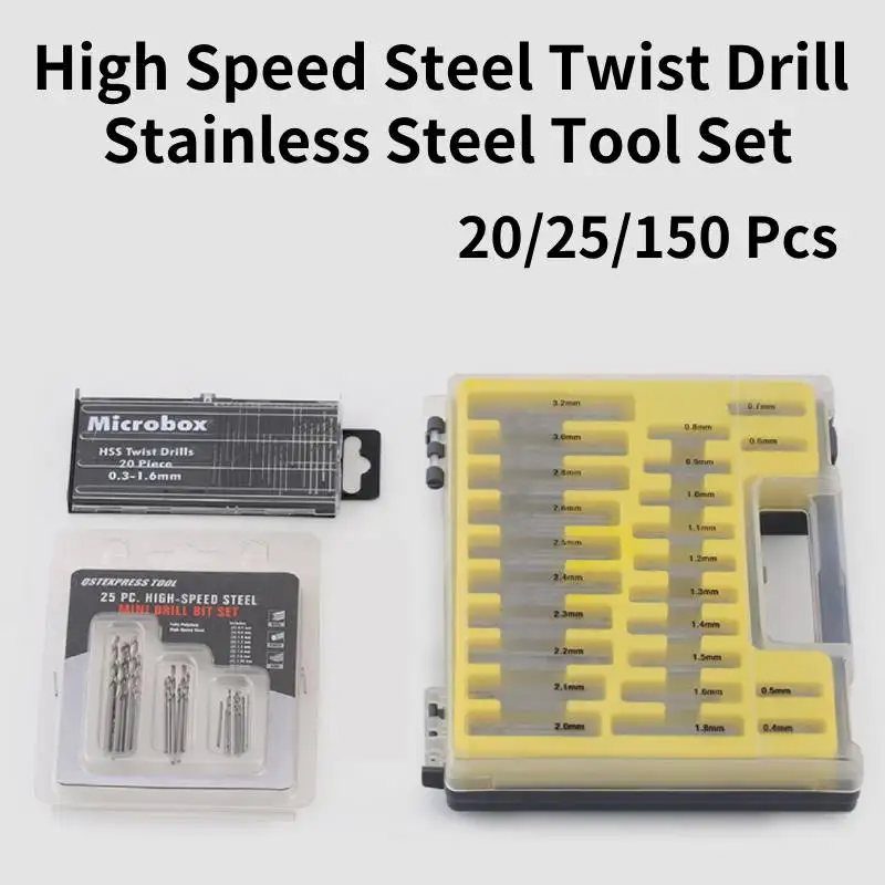 20/25/150PCS HSS Twist Drill Stainless Steel Tool Set Mini Drill Bit For DIY Hobby Craft Woodworking Gun Drill Bit Cutter Set
20/25/150PCS HSS Twist Drill Stainless Steel Tool Set Mini Drill Bit For DIY Hobby Craft Woodworking Gun Drill Bit Cutter Set