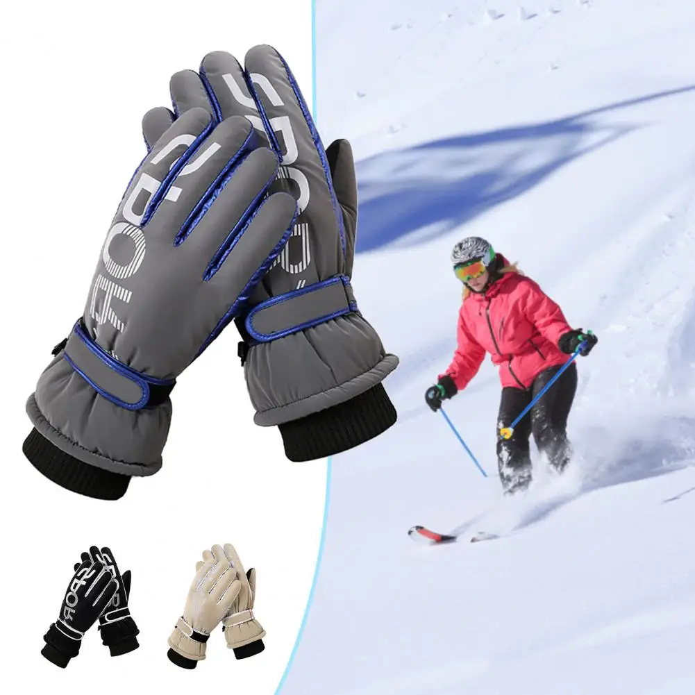 

1 Pair Ridding Gloves Touch Screen Windproof Full Fingers Warm Hand Guards Plush Elastic Wrist Winter Outdoor Gloves for Sports