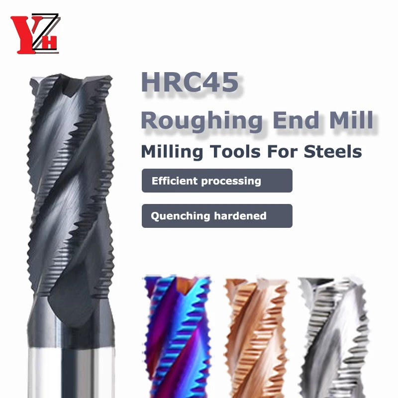 HRC45 Carbide Roughing End Mill 4 Flute CNC Bit For Steel Metal Roughing Machining 4mm 5mm 6mm 8mm 10mm 12mm 14mm 16mm 18mm 20mm
HRC45 Carbide Roughing End Mill 4 Flute CNC Bit For Steel Metal Roughing Machining 4mm 5mm 6mm 8mm 10mm 12mm 14mm 16mm 18mm 20mm