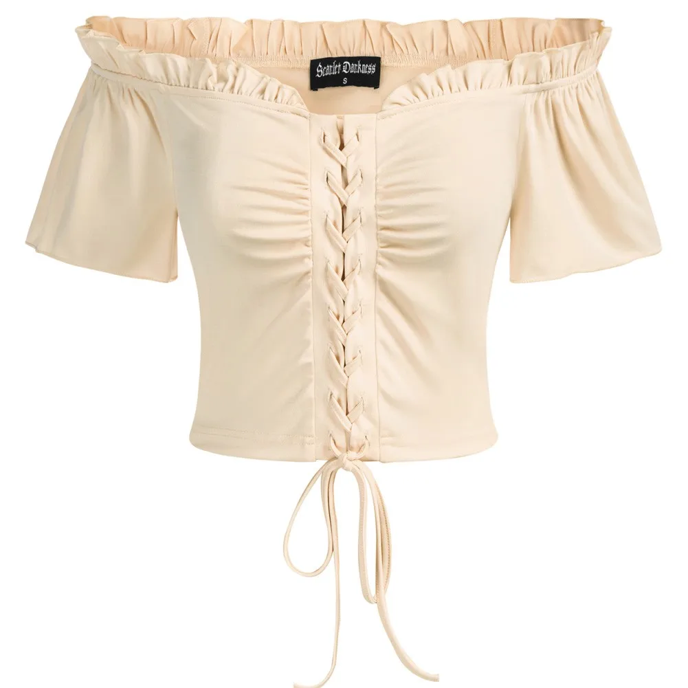 SD Women Renaissance Blouse Off Shoulder Cropped Tops Short Sleeve Lace-up Corset Tops Medieval Costume Tops Smocked Shirt A30
SD Women Renaissance Blouse Off Shoulder Cropped Tops Short Sleeve Lace-up Corset Tops Medieval Costume Tops Smocked Shirt A30