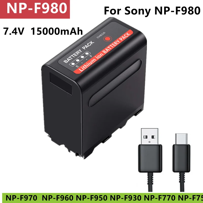 15000mAh NP-F980 F960 F970 NPF980 Canon battery with USB charging output for Sony CCD-TRV35 TRV940 CCD-RV100 DCR-TR7Series
15000mAh NP-F980 F960 F970 NPF980 Canon battery with USB charging output for Sony CCD-TRV35 TRV940 CCD-RV100 DCR-TR7Series