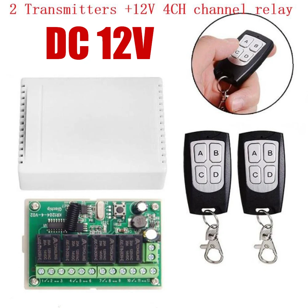 Wireless Remote Control 12V 4CH Channel 433Mhz Switch Integrated Circuit With 2 Transmitter DIY Replace Parts Tool Kit
Wireless Remote Control 12V 4CH Channel 433Mhz Switch Integrated Circuit With 2 Transmitter DIY Replace Parts Tool Kit