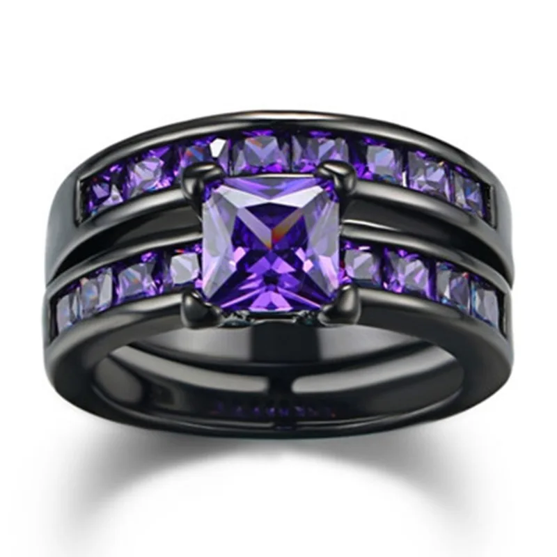 Milangirl Large Purple Cubic Zircon Couple Rings Set Black Gold Filled CZ Wedding Alliance For Women
Milangirl Large Purple Cubic Zircon Couple Rings Set Black Gold Filled CZ Wedding Alliance For Women