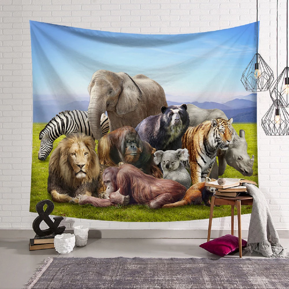 Tropical Forest Animal tapestry Wall Hanging Large Lion Elephant Tiger Leopard Tapestries Bedroom Living Room Dorm Home Decor
Tropical Forest Animal tapestry Wall Hanging Large Lion Elephant Tiger Leopard Tapestries Bedroom Living Room Dorm Home Decor