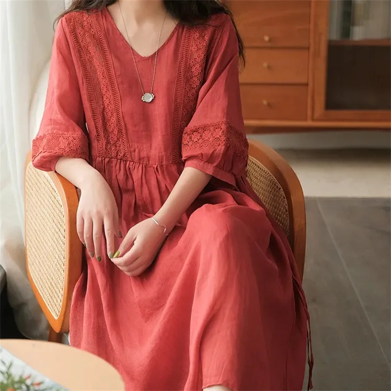 2023 Luxury Export Fat mm Flesh Covering Summer Art Style Lace up Slim V-neck Solid Color Versatile New Dress
2023 Luxury Export Fat mm Flesh Covering Summer Art Style Lace up Slim V-neck Solid Color Versatile New Dress
