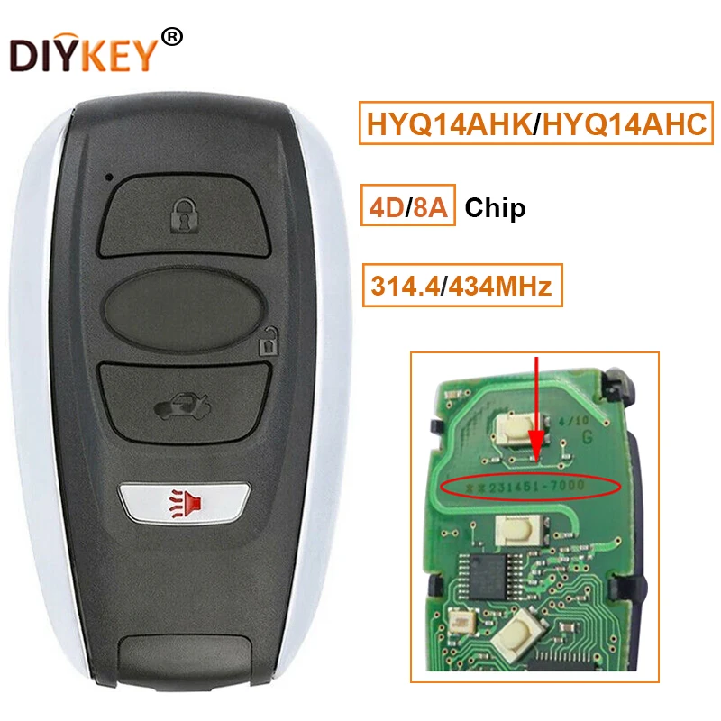 ФКС: HYQ14AHK/HYQ14AHC 314,4/434 МГц 4-кнопочный дистанционный ключ для Subaru Crosstrek Forester Impreza Legacy
ФКС: HYQ14AHK/HYQ14AHC 314,4/434 МГц 4-кнопочный дистанционный ключ для Subaru Crosstrek Forester Impreza Legacy