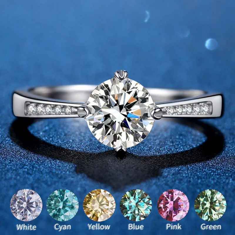 

Big Sale Moissanite Ring 0.5-1ct Color D Vvs1 Sparkling Luxury Jewelry Diamond Wedding Rings S925 Silver Plated 14k White Gold