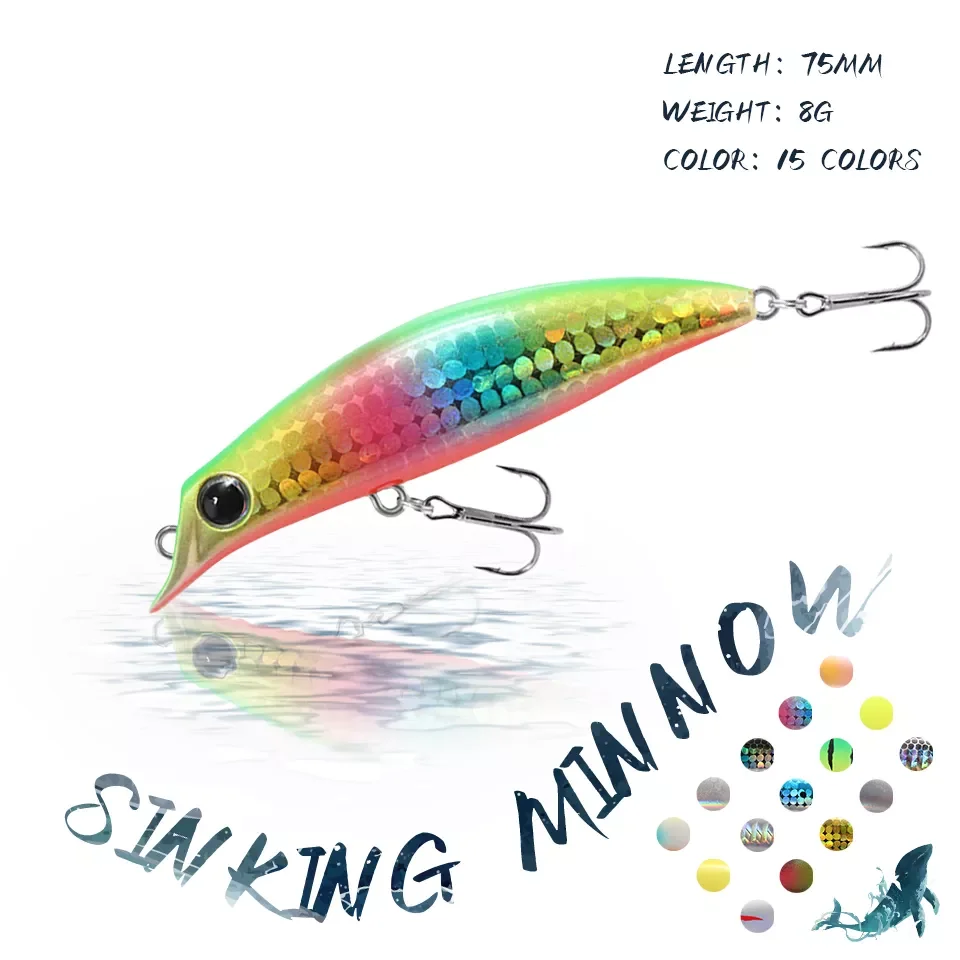 75MM/8G Minnow Pencil Sinking Fishing Lures Hard Fake Bait Long Casting Bass Pike Artificial Bait 3D Eyes Fishing Tackle
75MM/8G Minnow Pencil Sinking Fishing Lures Hard Fake Bait Long Casting Bass Pike Artificial Bait 3D Eyes Fishing Tackle