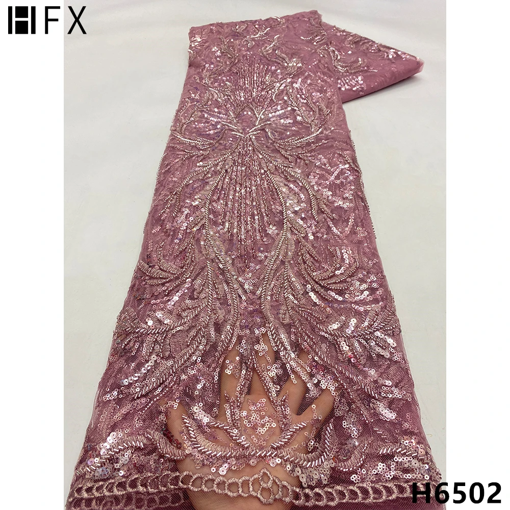 HFX African Lace Fabric 2022 High Quality French sequins Lace Fabric With beaded Nigerian Lace Fabrics tulle For Dress H6502
HFX African Lace Fabric 2022 High Quality French sequins Lace Fabric With beaded Nigerian Lace Fabrics tulle For Dress H6502