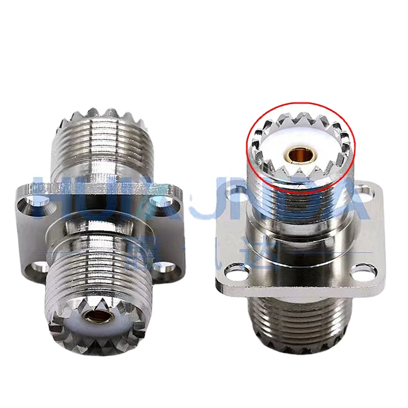 

1Pcs SO239 SO-239 SL16 UHF Female To UHF Female 4hole Flange Connector UHF To UHF Socket Bulkhead Panel Mount Adapter RF Coaxial