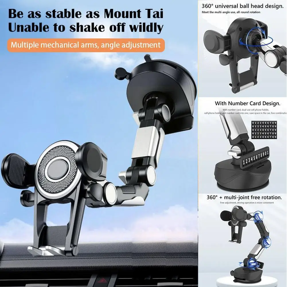 

Universal Sucker Car Phone Holder 360° Rotatable Dashboard Mobile Cell Support Bracket With Phone Number Plate For IPhone H T1G1