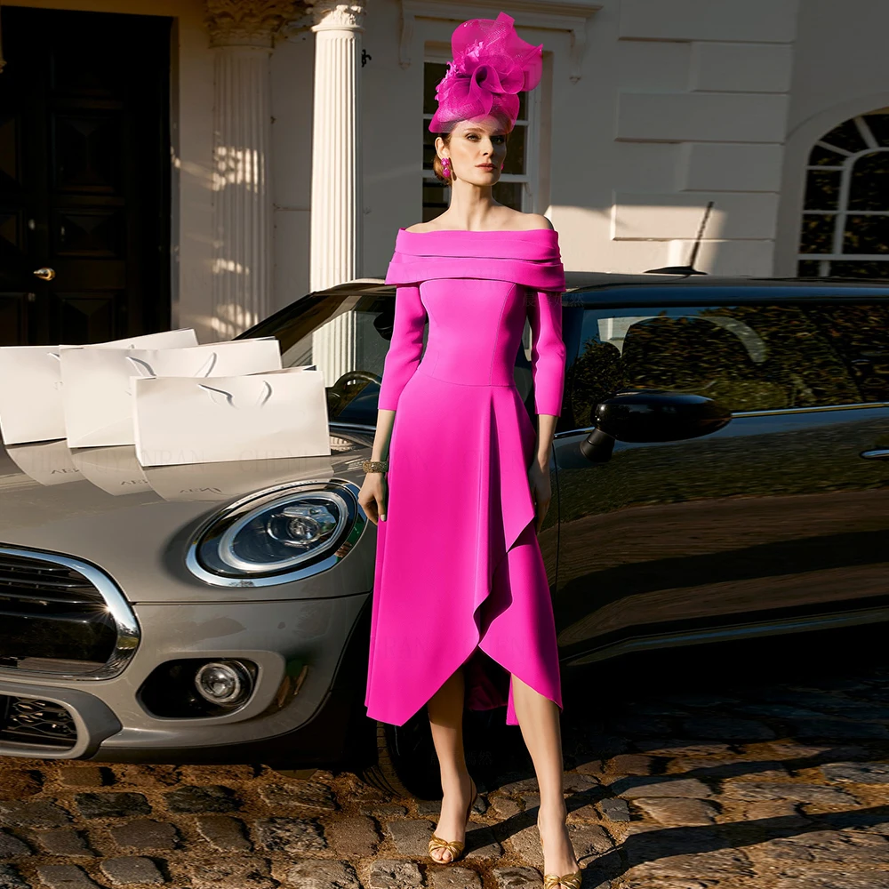 Hot Pink Mother Of The Bride Dresses For Weddings Satin Wedding Party Dress Off-Shoulder A-Line Wedding Guest Dresses For Women
Hot Pink Mother Of The Bride Dresses For Weddings Satin Wedding Party Dress Off-Shoulder A-Line Wedding Guest Dresses For Women
