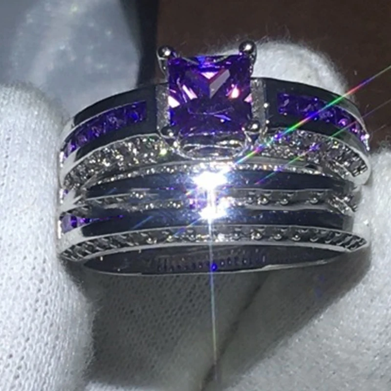 Milangirl Large Purple Cubic Zircon Couple Rings Set Black Filled CZ Wedding Alliance For Women
Milangirl Large Purple Cubic Zircon Couple Rings Set Black Filled CZ Wedding Alliance For Women