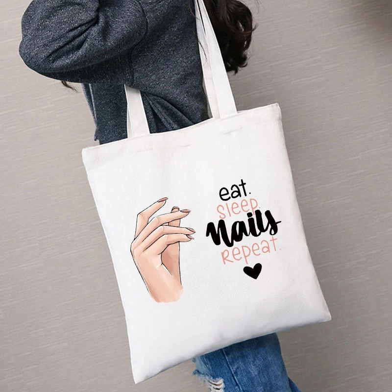 Настраиваемые многоразовые женские сумки Eat Sleep Nails для покупок, большие дорожные холщовые сумки на ремне, тоут
Настраиваемые многоразовые женские сумки Eat Sleep Nails для покупок, большие дорожные холщовые сумки на ремне, тоут