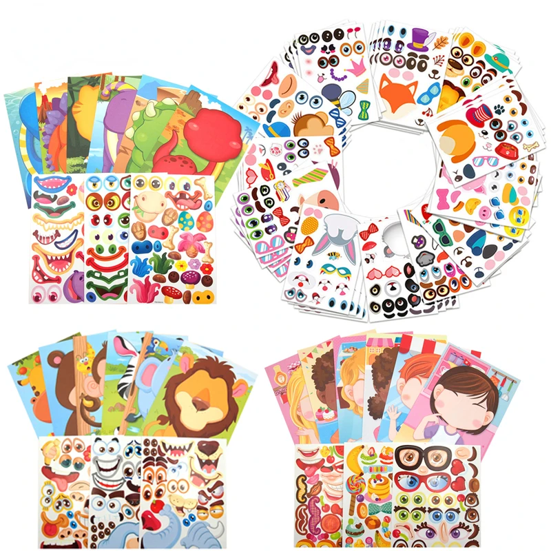 Cartoon Make a Face Stickers Kids Make-a-Face Princess Animal Dinosaur Stickers Children Recognition Training Toys Gifts YJN
Cartoon Make a Face Stickers Kids Make-a-Face Princess Animal Dinosaur Stickers Children Recognition Training Toys Gifts YJN