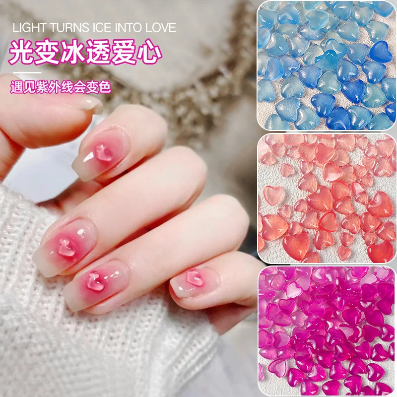 100Pcs UV Sensitive Heart Nail Art Decoration Mix 4/6/8mm Light Color Change Rhinestone Gems Kawaii Resin Peach Heart Parts YT-7
100Pcs UV Sensitive Heart Nail Art Decoration Mix 4/6/8mm Light Color Change Rhinestone Gems Kawaii Resin Peach Heart Parts YT-7