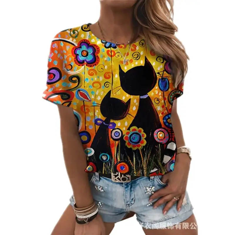 Summer 3D Cat Print T Shirt Ladies Casual O Neck Short Sleeve Top Women Streetwear Loose Plus Size T Shirt
Summer 3D Cat Print T Shirt Ladies Casual O Neck Short Sleeve Top Women Streetwear Loose Plus Size T Shirt