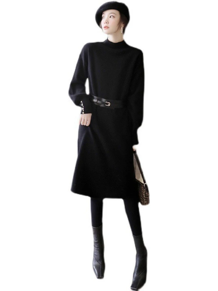 Elegant Mid-length Knitting Dress Women Winter O-Neck Long Sleeve A-line Dress Korean Office Lady Elastic Waist Dress 2022 T351
Elegant Mid-length Knitting Dress Women Winter O-Neck Long Sleeve A-line Dress Korean Office Lady Elastic Waist Dress 2022 T351