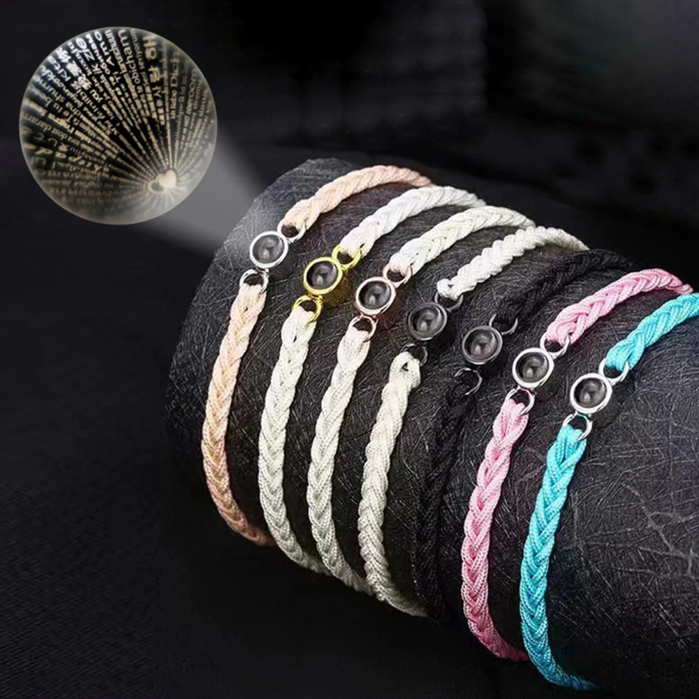 

Браслет с проекцией времени на 100 языках «Я люблю тебя», плетеные веревочные браслеты для женщин и мужчин, браслеты для пар, подарки для любимых