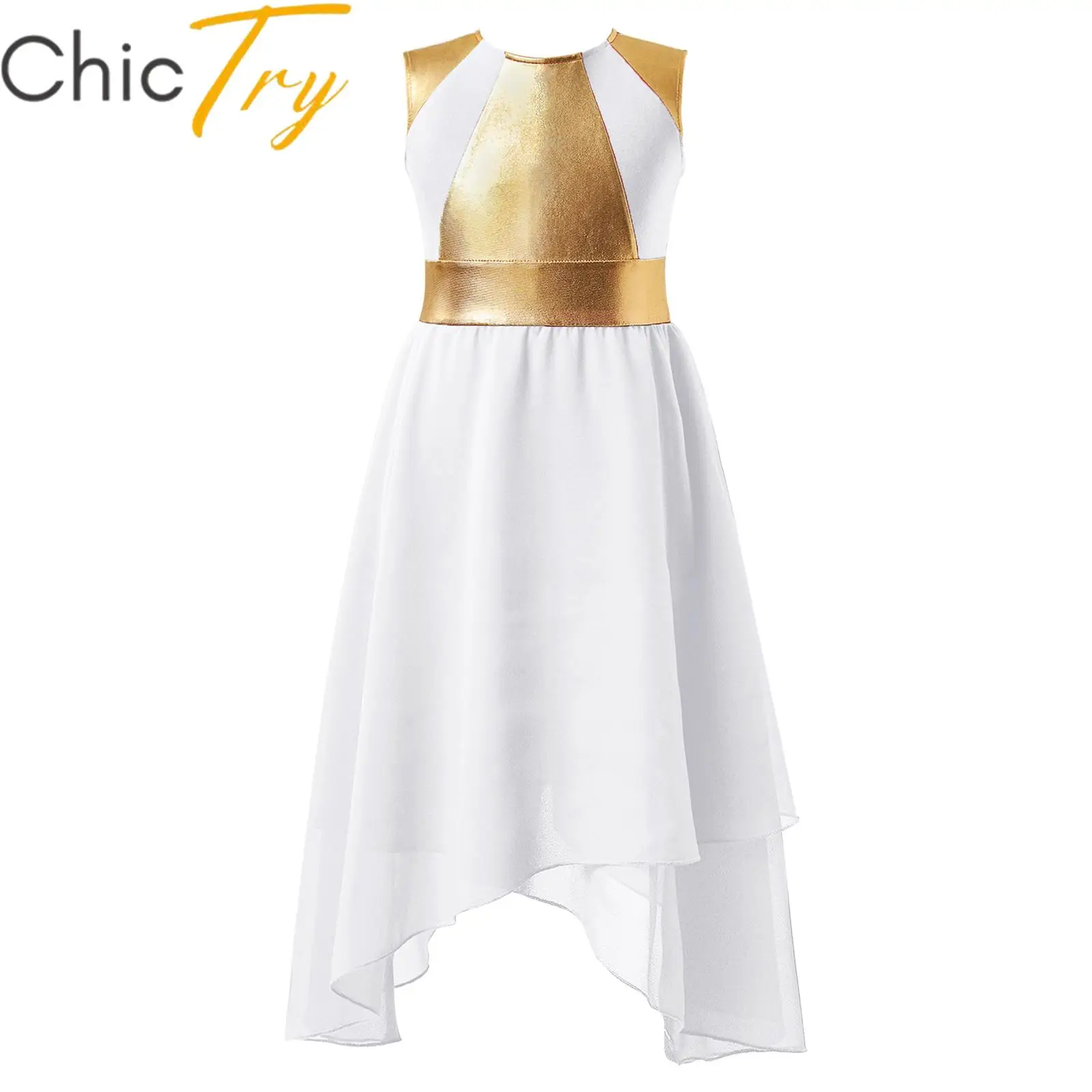 Kids Girls Praise Dance Dress Modern Contemporary Dance Costume Bronzing Cloth Irregular Hem Dress Stage Performance Dancewear 
Kids Girls Praise Dance Dress Modern Contemporary Dance Costume Bronzing Cloth Irregular Hem Dress Stage Performance Dancewear