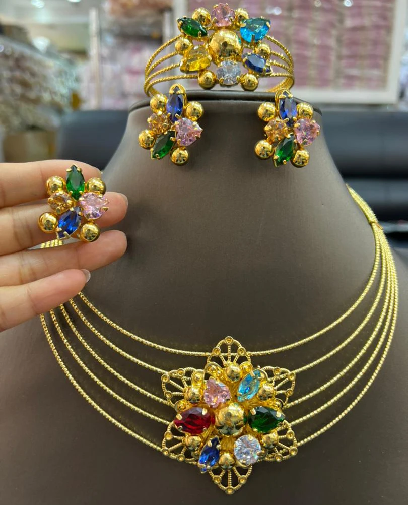 Brazilian Gold Color Jewelry Set For Women Zircon Necklace Earring Charm Bracelet Designed For Women Jewelry Set
Brazilian Gold Color Jewelry Set For Women Zircon Necklace Earring Charm Bracelet Designed For Women Jewelry Set