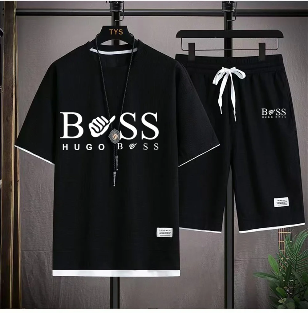 Новый тренд 2023 года процветает, мужской летний короткий костюм с принтом, круглым вырезом, коротким рукавом и шортами, из двух частей
Новый тренд 2023 года процветает, мужской летний короткий костюм с принтом, круглым вырезом, коротким рукавом и шортами, из двух частей