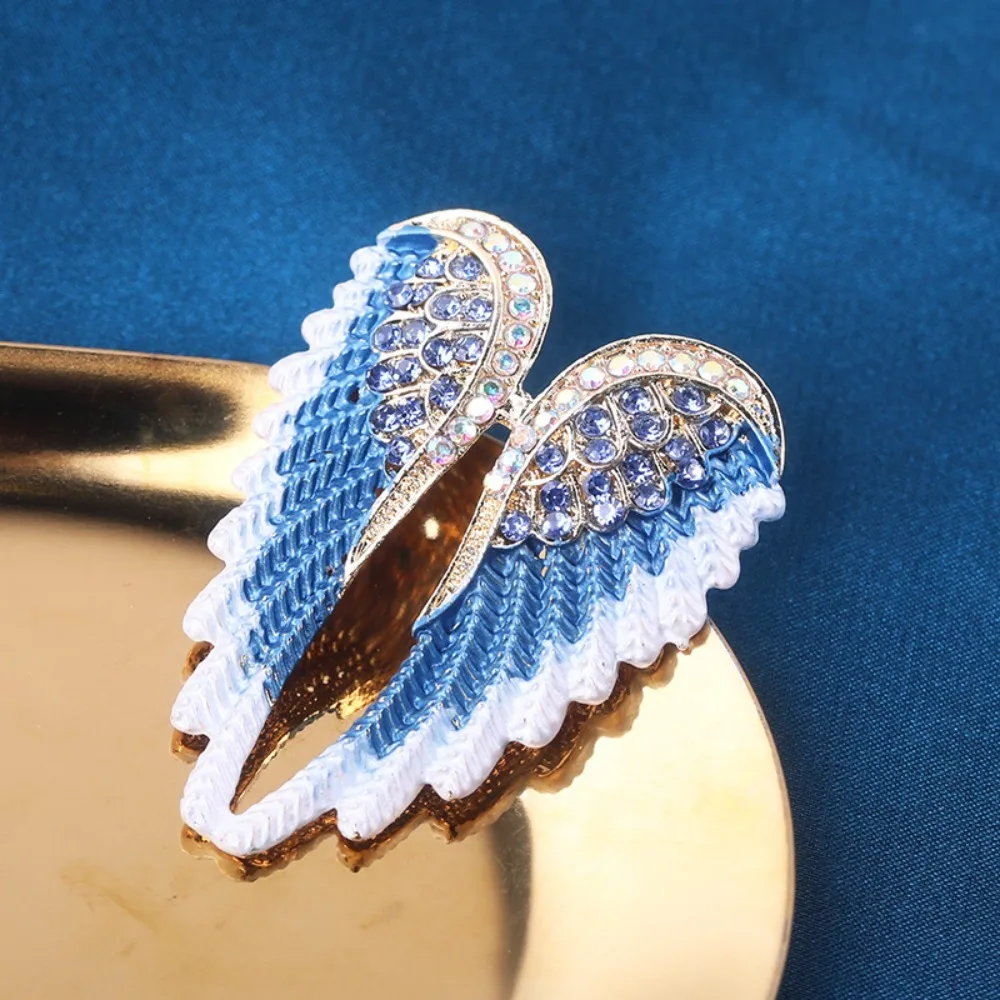 

2pcs Gift Sparkling Classic Feather Shape Brooch Pins Rhinestone Brooches Angel Wings