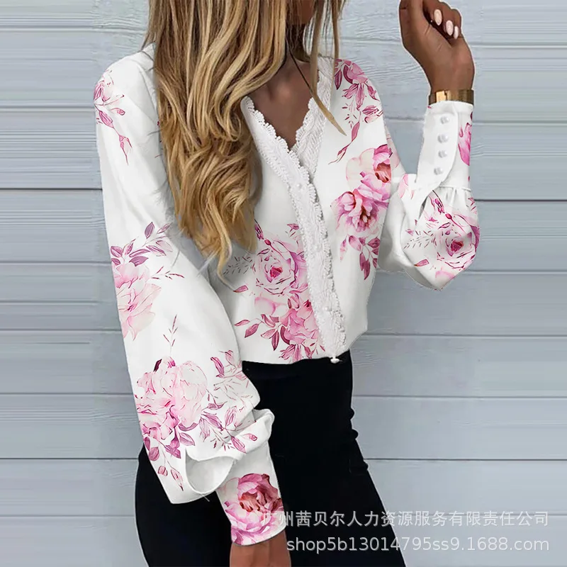 Summer Fashion Loose Print Pullover Shirt Women's Shirt Women's Casual Lantern Sleeve V-neck Lace Stitching Shirt
Summer Fashion Loose Print Pullover Shirt Women's Shirt Women's Casual Lantern Sleeve V-neck Lace Stitching Shirt