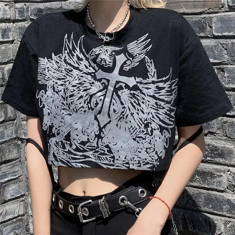 MINGLIUSILI Y2k Gothic T Shirt Women E Girl Fashion Graphic Tee Short Sleeve Punk Grunge Clothes Black Streetwear Loose Tops
MINGLIUSILI Y2k Gothic T Shirt Women E Girl Fashion Graphic Tee Short Sleeve Punk Grunge Clothes Black Streetwear Loose Tops