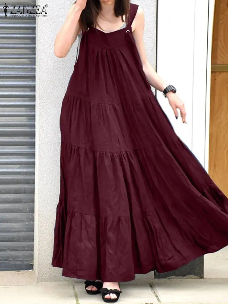ZANZEA Fashion Summer Women Maxi Long Overalls Dress Casual Ruffles A-line Vestidos Robe Femme Solid Straps Sundress Sarafans
ZANZEA Fashion Summer Women Maxi Long Overalls Dress Casual Ruffles A-line Vestidos Robe Femme Solid Straps Sundress Sarafans