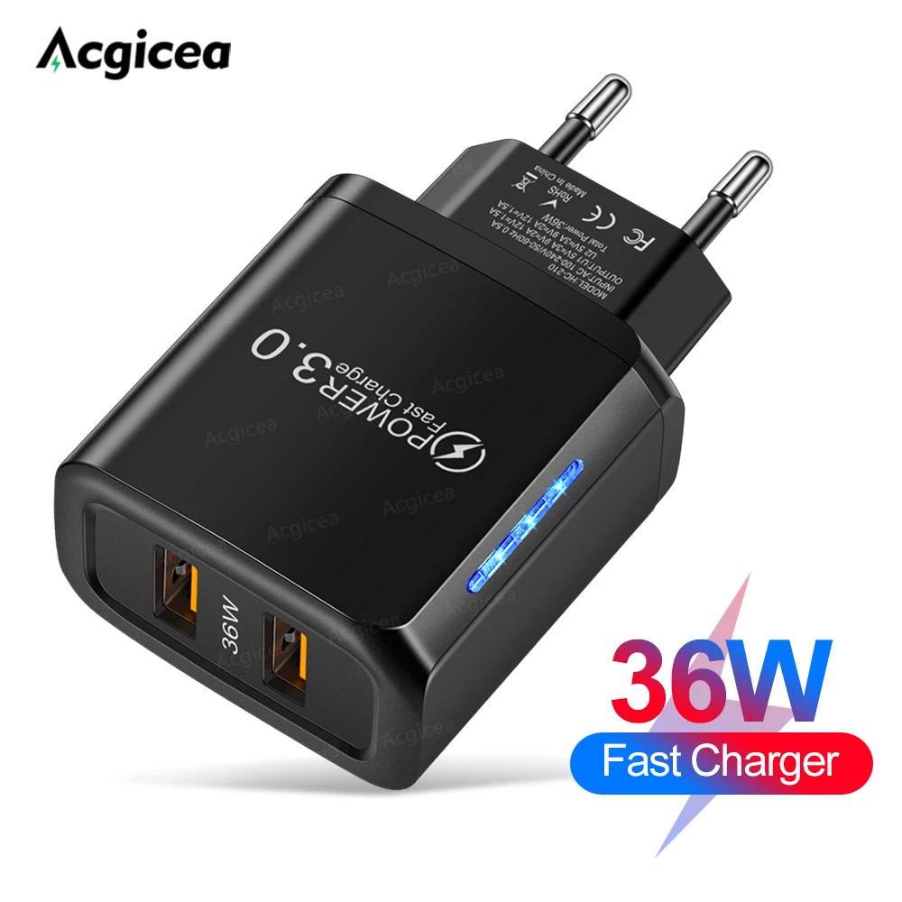 36W 2 USB Charger Quick Charge3.0 Mobile Phone Adapter For iPhone iPad Huawei Xiaomi Samsung Portable Fast Wall Charging Charger
36W 2 USB Charger Quick Charge3.0 Mobile Phone Adapter For iPhone iPad Huawei Xiaomi Samsung Portable Fast Wall Charging Charger