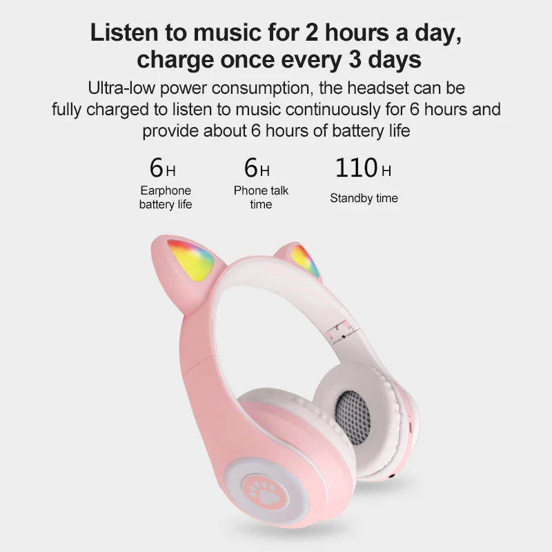 250 Mah Portable Wireless Headphone Stereo Bluetooth Headset Sport Earphones Tws Earbuds Cute Cat Ear
250 Mah Portable Wireless Headphone Stereo Bluetooth Headset Sport Earphones Tws Earbuds Cute Cat Ear