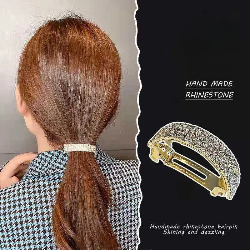 Korean Stylie Rhinestone Hairpin Glitter Shiny Back Head Elegant Horsetail Buckle Women Girl Elegant Smple Headdress Spring Clip
Korean Stylie Rhinestone Hairpin Glitter Shiny Back Head Elegant Horsetail Buckle Women Girl Elegant Smple Headdress Spring Clip