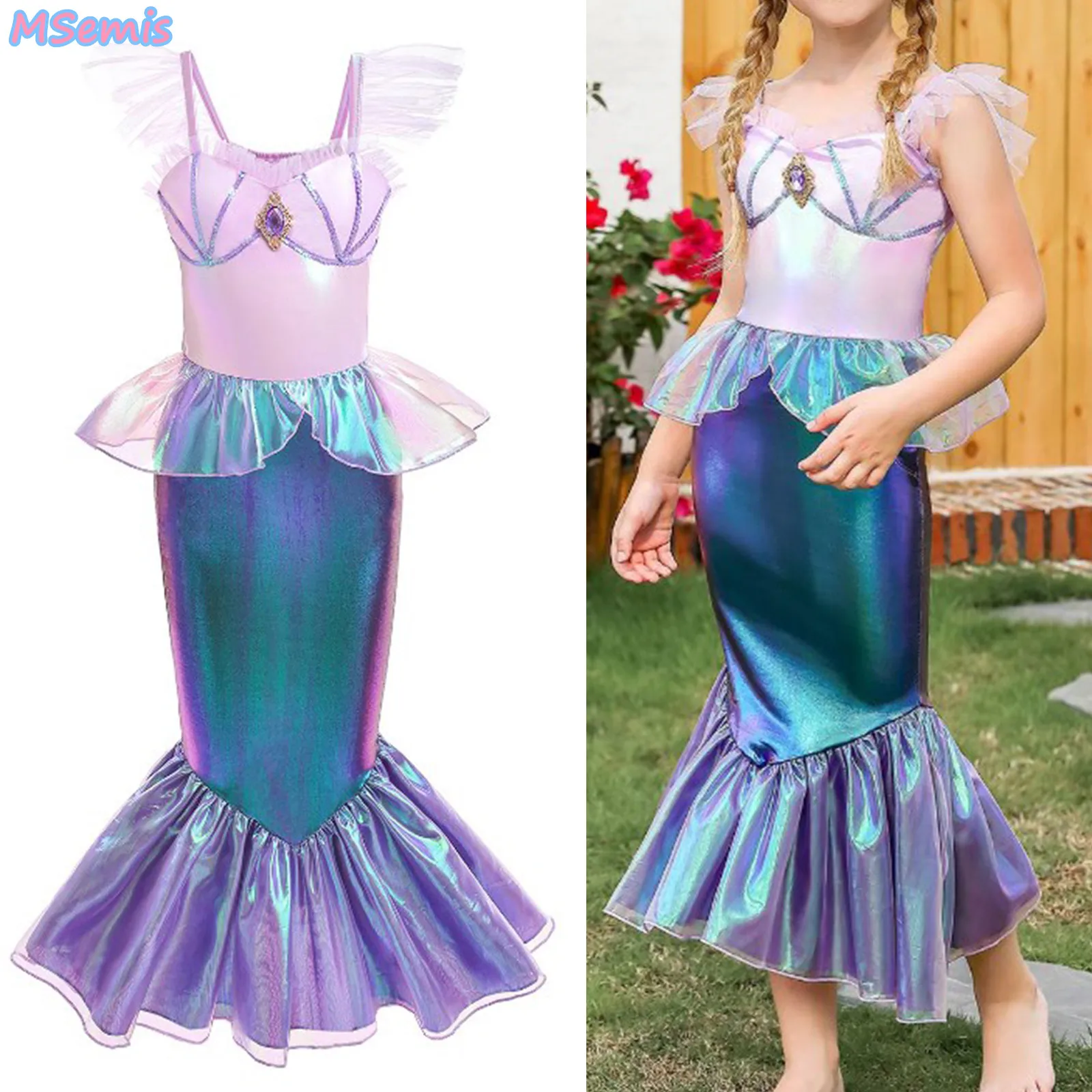Pink Kids Girls Halloween Birthday Mermaid Dress Sleeveless Shiny Metallic Flounce Fishtail Skirt Cosplay Performance Dress
Pink Kids Girls Halloween Birthday Mermaid Dress Sleeveless Shiny Metallic Flounce Fishtail Skirt Cosplay Performance Dress