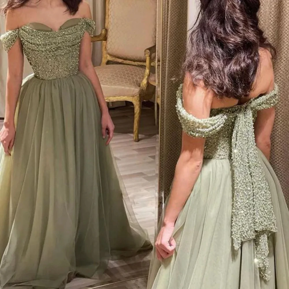 Elegant 2024 New Sequins Sweetheart Prom Dresses Zipper Backless Ruched Tulle Long A Line Off The Shoulder Evening Party Gowns
Elegant 2024 New Sequins Sweetheart Prom Dresses Zipper Backless Ruched Tulle Long A Line Off The Shoulder Evening Party Gowns
