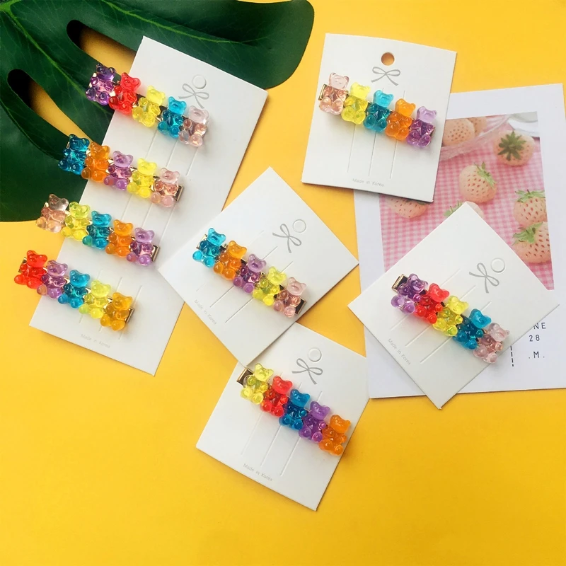 

Jelly Bear Candy Color Hairpins Barrettes Colorful Hair Clip Cute Gummy Headwear Girls Women Hairpin Duckbill Clip Headwear