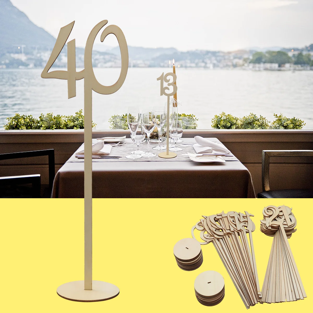 40pcs Wooden Table Numbers 1- 40 Wedding Table Vintage Wood Numbers Cutout with Base for Wedding Reception and Wedding Table
40pcs Wooden Table Numbers 1- 40 Wedding Table Vintage Wood Numbers Cutout with Base for Wedding Reception and Wedding Table