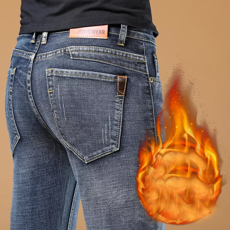 Winter Thermal Warm Flannel Stretch Jeans Mens Winter Quality Famous Brand Fleece Pants Straight Flocking Trousers Denim Jean
Winter Thermal Warm Flannel Stretch Jeans Mens Winter Quality Famous Brand Fleece Pants Straight Flocking Trousers Denim Jean