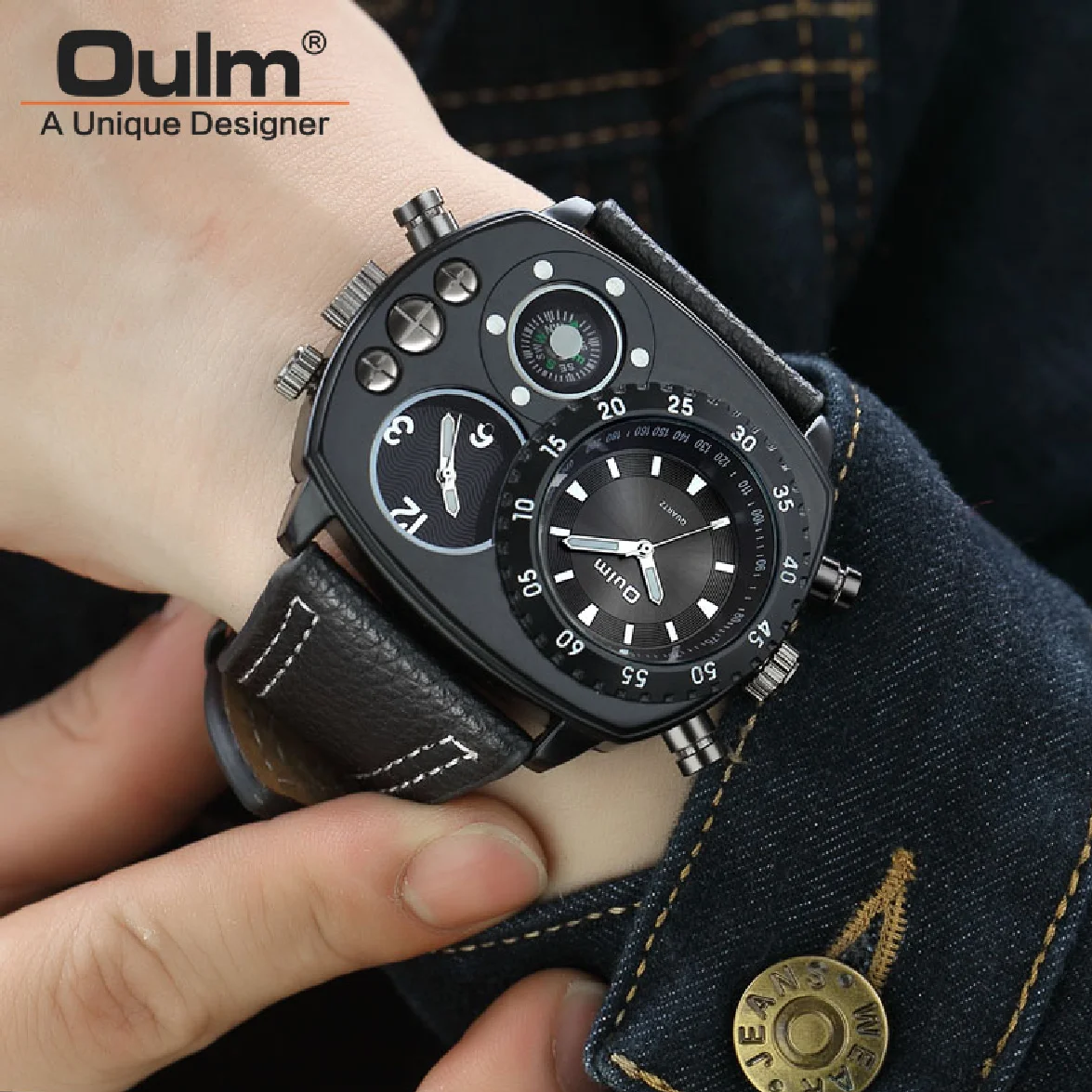 Мужские часы Oulm 9865, роскошные Брендовые спортивные наручные часы с несколькими часовыми поясами, квадратные кварцевые военные часы из нату...
Мужские часы Oulm 9865, роскошные Брендовые спортивные наручные часы с несколькими часовыми поясами, квадратные кварцевые военные часы из нату...