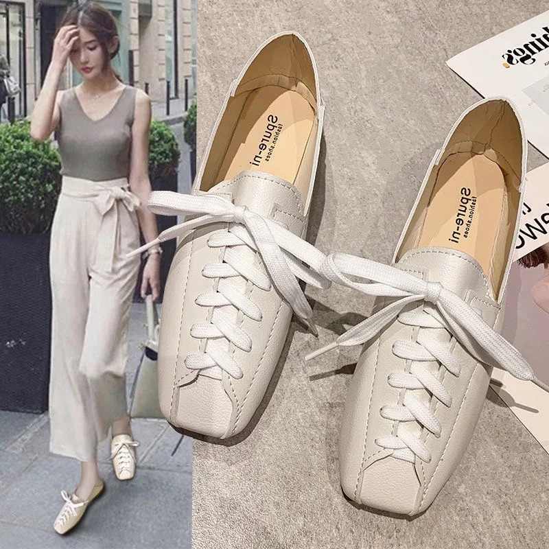 Casual Square Toe Platform Shoes New Spring Lace-Up PU Loafers Women Shoes 2022 Soft Flat with Leather Shoes Female
Casual Square Toe Platform Shoes New Spring Lace-Up PU Loafers Women Shoes 2022 Soft Flat with Leather Shoes Female