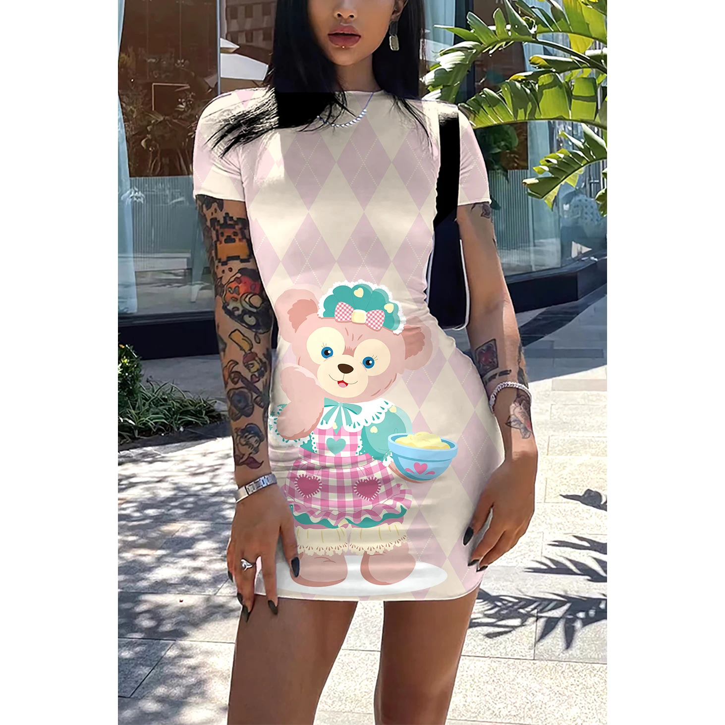 Сексуальное облегающее летнее платье с коротким рукавом и мультяшным принтом
Сексуальное облегающее летнее платье с коротким рукавом и мультяшным принтом