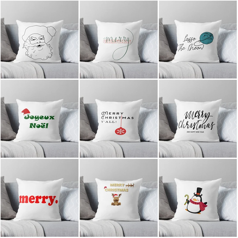 Рождественская декоративная домашняя подушка 45x45 см, чехлы для подушек, осенняя Рождественская шапка, дерево, Современная гостиная, диван, кровать