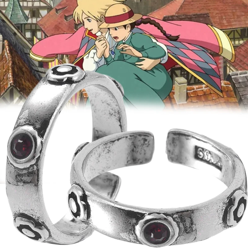 Howl's Moving Castle Couple Rings Unisex Opening Adjustable Cosplay Red Diamond Inlay Ring Activity Program Props Gifts Jewelry
Howl's Moving Castle Couple Rings Unisex Opening Adjustable Cosplay Red Diamond Inlay Ring Activity Program Props Gifts Jewelry